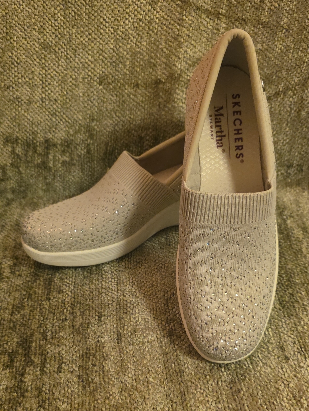 Martha Stewart X Skechers Sparkle Parralel Lite Wedges Light Grey NWOT Size 9
